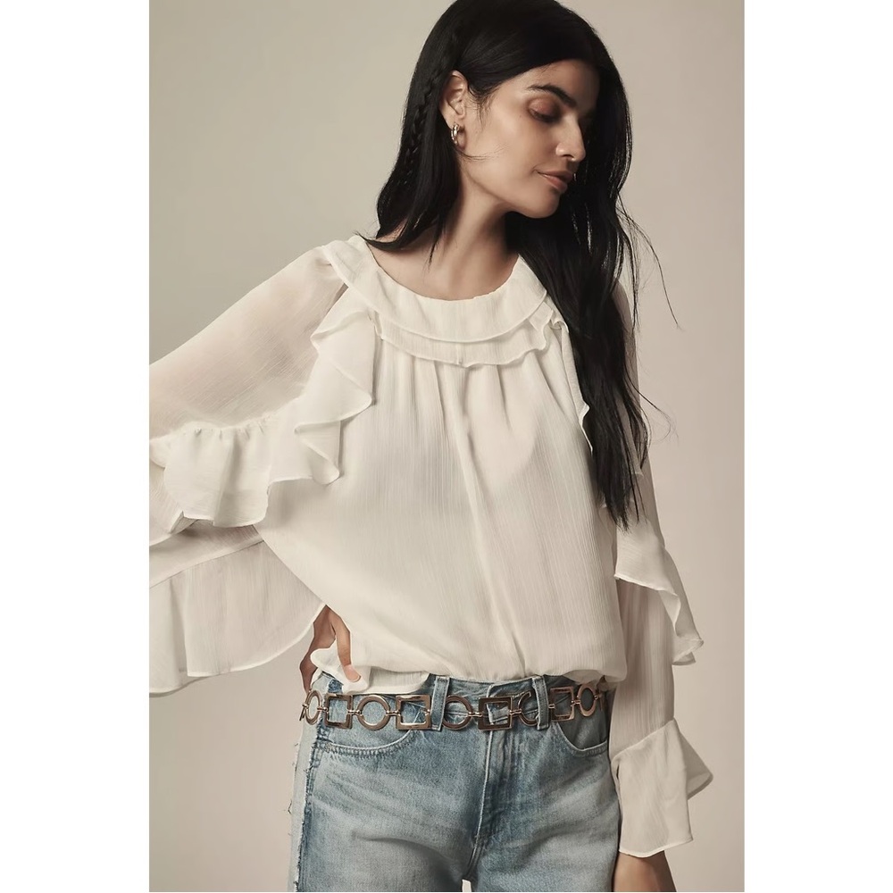 By Anthropologie Ruffled Blouse, New with Tags
